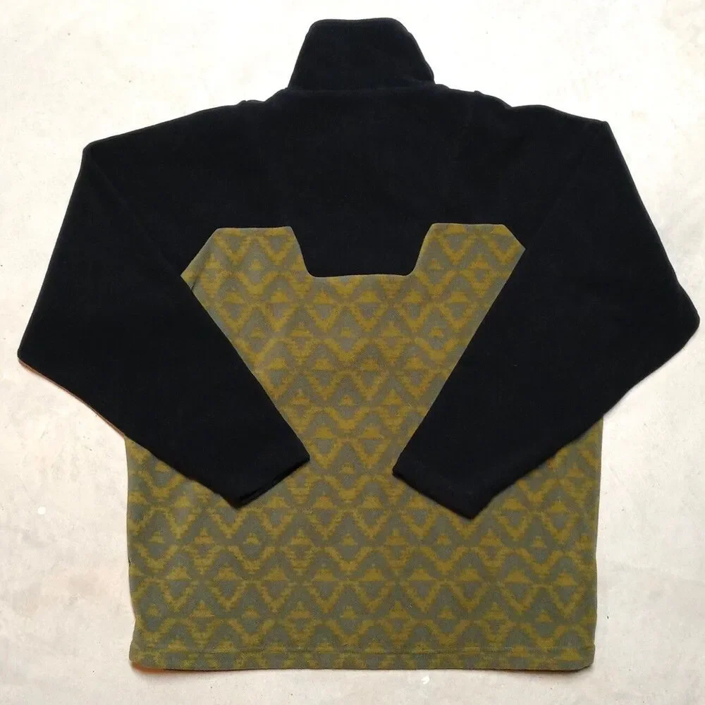 PrAna Arnu Green Black Pullover 1/4 Zip Fleece Sweater Jacket Mens Size Large